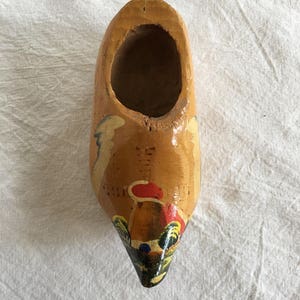 Hand Painted Wooden Dutch Shoe, Mid Century Folk Art, Made in Holland, Vintage, Kitsch Decor