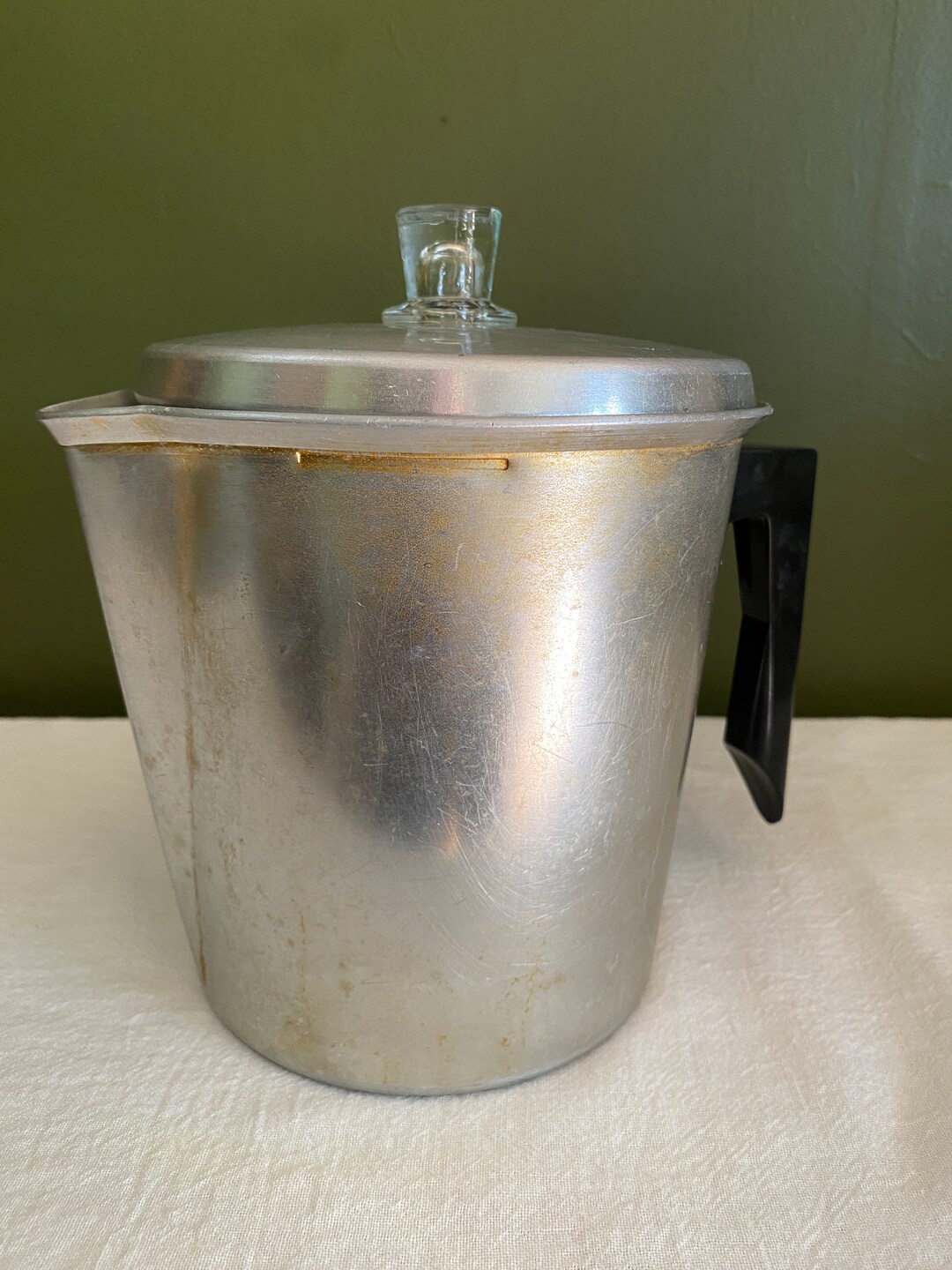 7 Cup Percolator, Coffee Pot, Cameo, Stove Top, Vintage, Aluminum, Mid