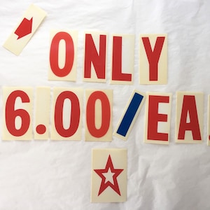 Marquee Letters, Numerals, Red, Blue, Church Bulletin Letters, Vintage, 1970s
