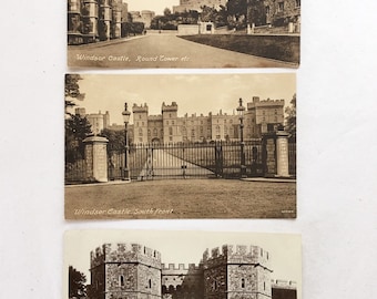 Windsor Castle, England, Postcards, Vintage, 1930s, Ephemera, Junk Journal