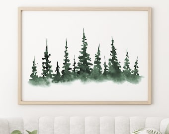 Pine Tree Forest, PRINTABLE, Home Decor, Wall Decor Bedroom, Evergreen Poster, Woodland Decor, Forest Print, Tree Wall Art Spruce Tree Print