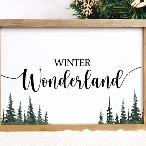 Winter Wonderland, PRINTABLE Wall Art, Christmas Print, Winter Poster, Watercolor Print, Tree Print, Christmas Poster, Winter Decor, Forest