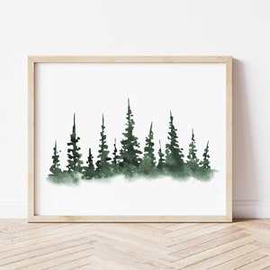 Pine Tree Forest, PRINTABLE, Home Decor, Wall Decor Bedroom, Evergreen Poster, Woodland Decor, Forest Print, Tree Wall Art Spruce Tree Print