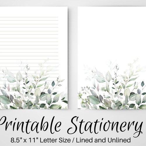 PRINTABLE Notes Botanical Letter Writing Paper 8.5x11 Etsy Canada