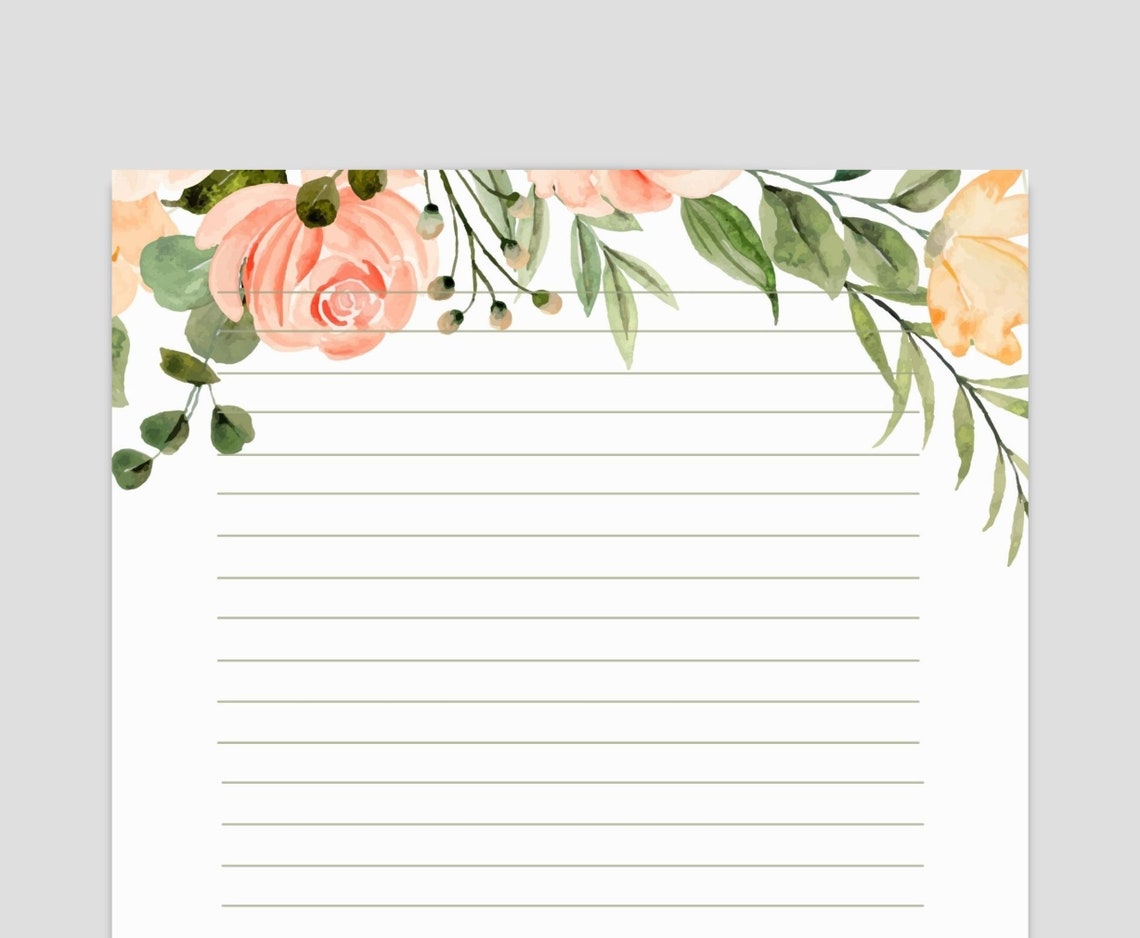 Floral PRINTABLE Stationary, PRINTABLE Stationery, Printable Writing ...