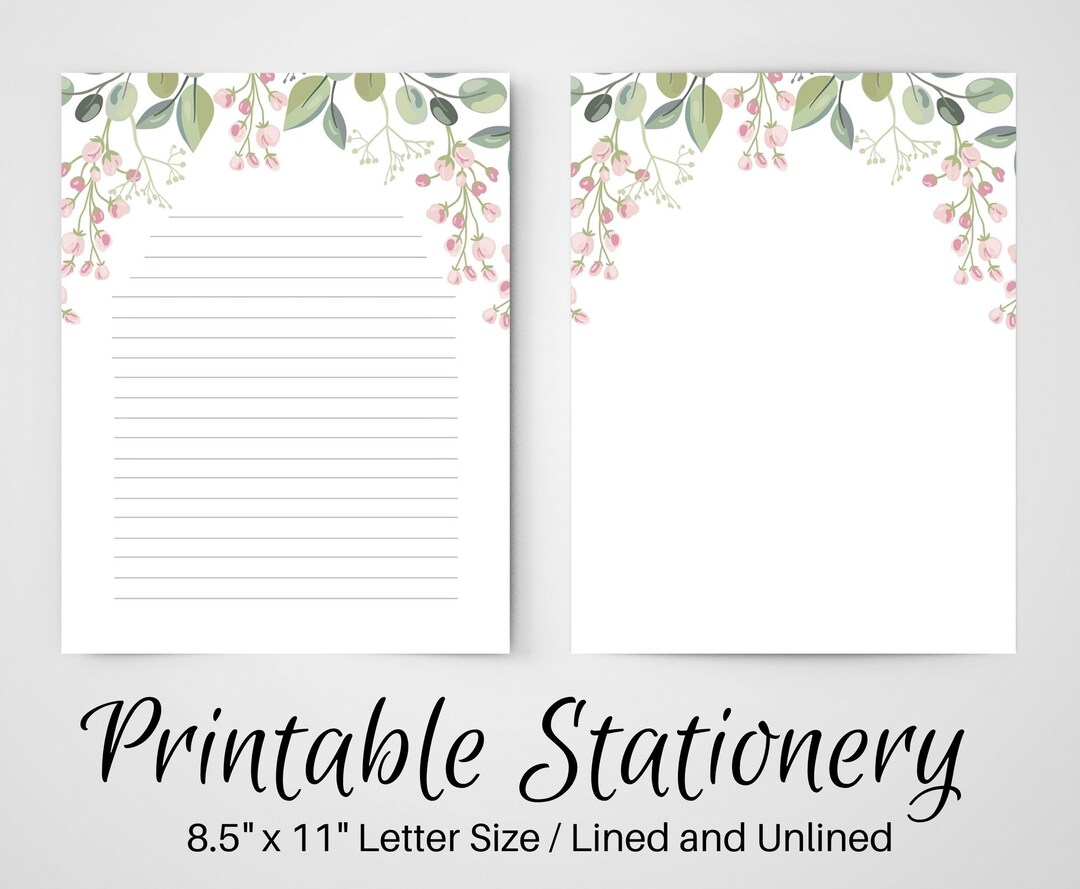 PRINTABLE Notes, Floral Letter Writing Paper, 8.5x11, Unlined Journal ...