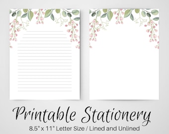 PRINTABLE Notes Botanical Letter Writing Paper 8.5x11 | Etsy