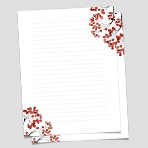 DRUCKBARE Notizen, Weihnachtsbrief Schreibpapier, 8,5 x 11 unliniert Journal Seite, Holly liniert Briefpapier, Schreibset, leeres Briefpapier, Penpal