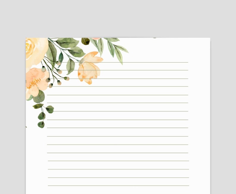 Flower PRINTABLE Stationary PRINTABLE Stationery Printable Etsy Canada