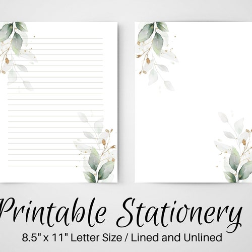 Printable Botanical Letter Writing Paper Digital Download Etsy