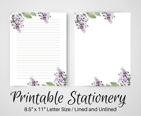 PRINTABLE Letter Writing Notepaper, Flower Corner Frame, Digital