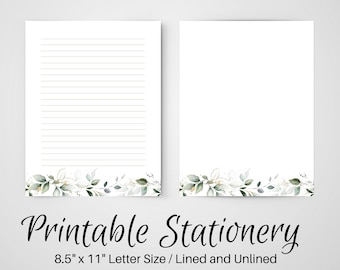 PRINTABLE Notes, Succulent Letter Writing Paper, 8.5x11, Unlined ...