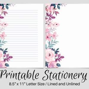 Floral PRINTABLE Stationary, PRINTABLE Stationery, Printable Writing Paper, Leaf Letter Writing Paper, Writing Set, Notepaper, Penpal
