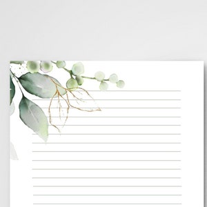 PRINTABLE Notes, Botanical Letter Writing Paper, 8.5x11, Unlined ...