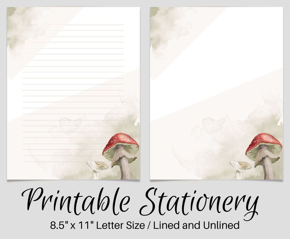 PRINTABLE Stationery, Mushroom Printable Stationary, Printable Writing Paper, Letter Writing ...