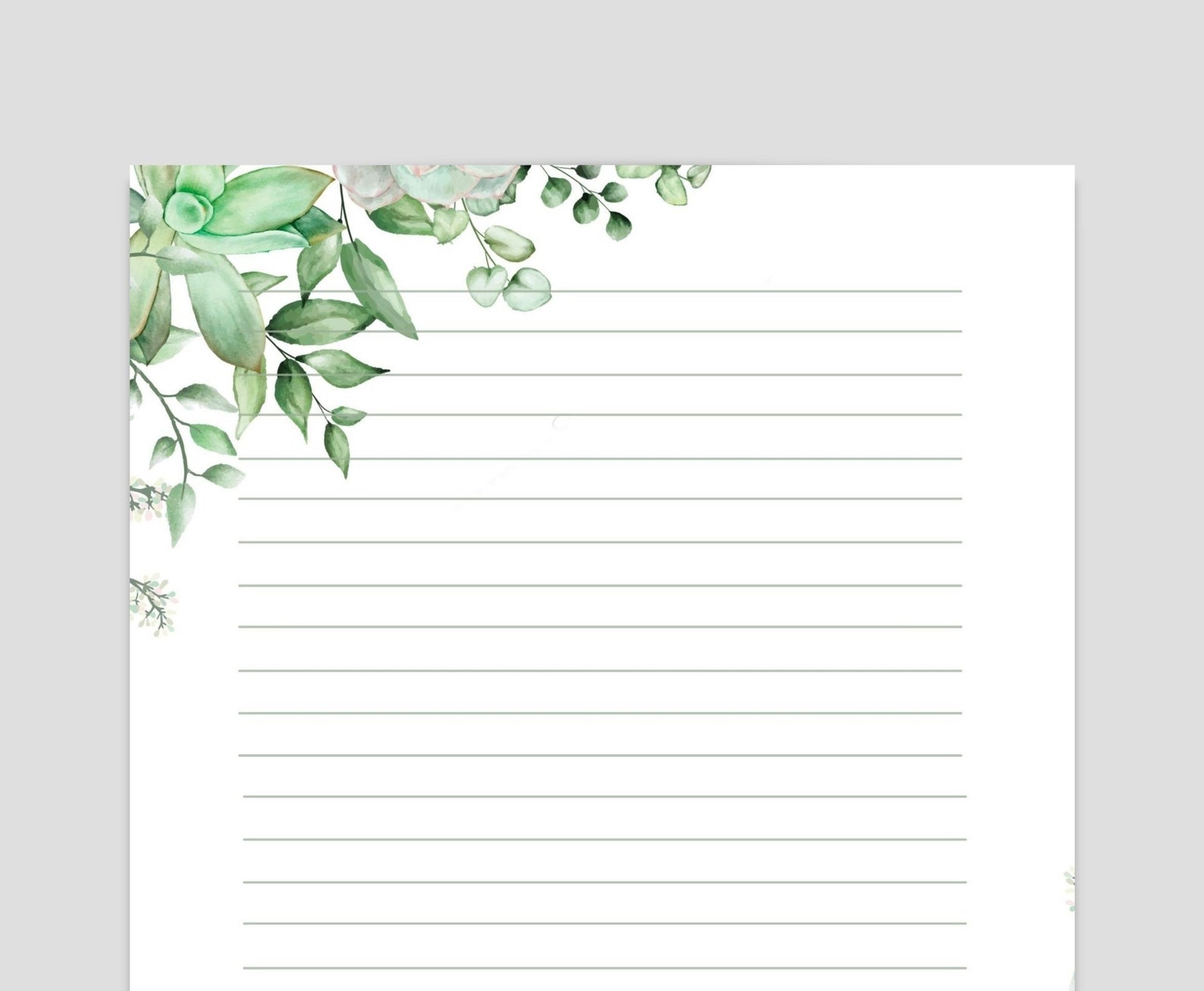 Succulent PRINTABLE Stationary, PRINTABLE Stationery, Printable Writing ...