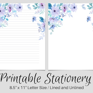 Printable Stationary, Floral PRINTABLE Stationery, Stationary Paper, Letter Writing Stationary, Letter Paper, Stationary Set, Writing Paper