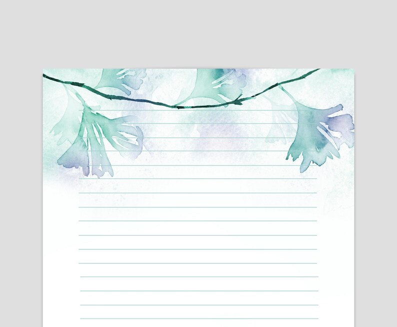 PRINTABLE Notes, Botanical Letter Writing Paper, 8.5x11, Unlined ...