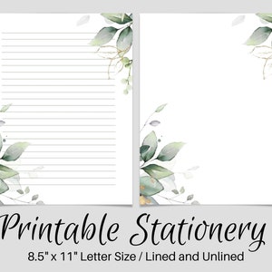 Printable Writing Paper, PRINTABLE Stationery, Printable Stationary, Botanical Letter Writing Paper, Writing Set, Notepaper, Penpal,