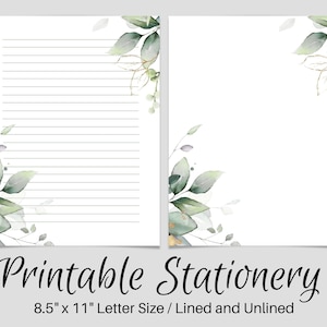 Printable Writing Paper, PRINTABLE Stationery, Printable Stationary, Botanical Letter Writing Paper, Writing Set, Notepaper, Penpal,