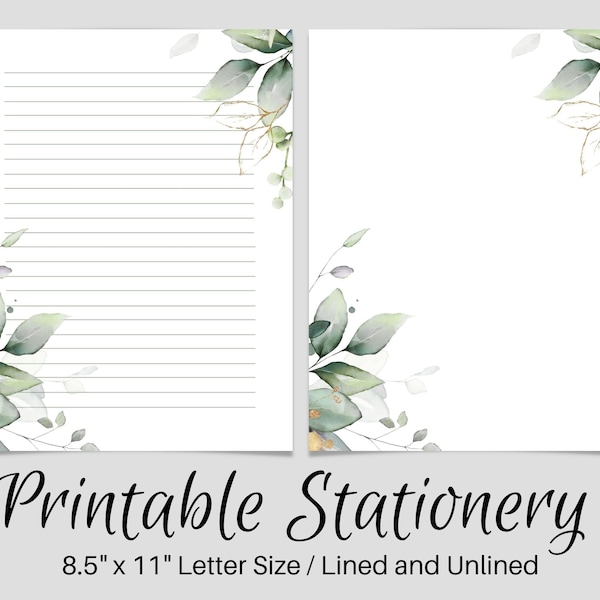 Printable Writing Paper, PRINTABLE Stationery, Printable Stationary, Botanical Letter Writing Paper, Writing Set, Notepaper, Penpal,