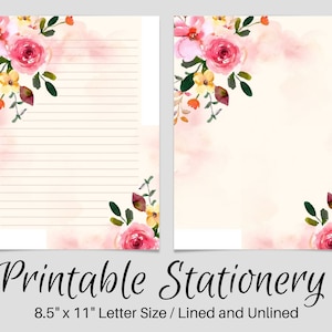 Estacionário para impressão rosa, Artigos de papelaria para impressão, Papel para escrever para impressão, Papel para escrever cartas botânicas, Conjunto de escrita, Papel para cartas, Penpal,