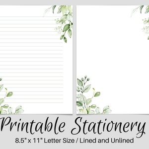 Papelería IMPRIMIBLE, papelería imprimible, papel de escribir imprimible, papel de escribir carta botánica, juego de escritura, papel de carta, amigo por correspondencia,
