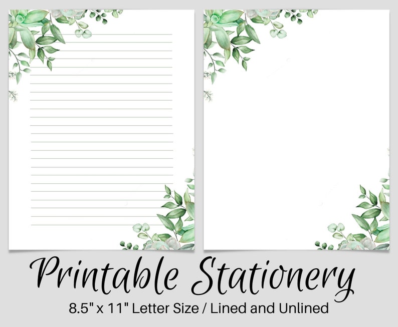 Succulent PRINTABLE Stationary, PRINTABLE Stationery, Printable Writing ...