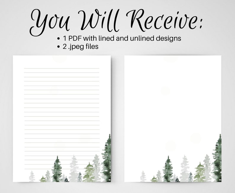 Letter Writing Paper Forest PRINTABLE Stationery Unlined - Etsy