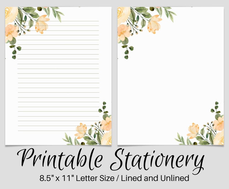 Flower PRINTABLE Stationary PRINTABLE Stationery Printable Etsy Canada