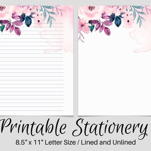 Floral PRINTABLE Stationary, PRINTABLE Stationery, Printable Writing Paper, Leaf Letter Writing Paper, Writing Set, Notepaper, Penpal