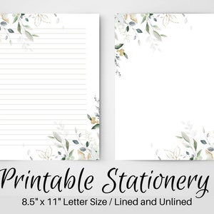 PRINTABLE Stationery, Printable Stationary, Printable Writing Paper, Botanical Letter Writing Paper, Writing Set, Notepaper, Penpal,
