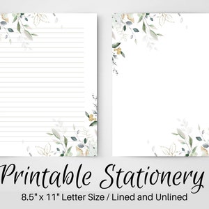 Papelería IMPRIMIBLE, Papelería Imprimible, Papel de Escritura Imprimible, Papel de Carta Botánico, Juego de Escritura, Papel de Notas, Amigo por Correspondencia,