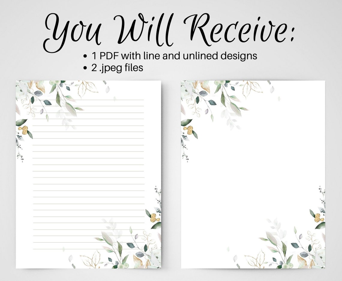 Printable Botanical Stationery Set – Elegant Floral Writing Paper ...