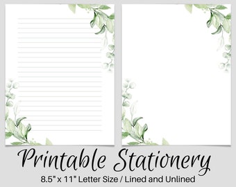 PRINTABLE Stationery, Printable Stationary, Printable Writing Paper, Botanical Letter Writing Paper, Writing Set, Notepaper, Penpal,