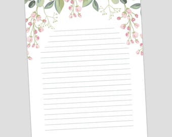Printable Floral Stationery Set – Elegant Flower Writing Paper, Lined and Unlined Letter Pages for Notes, Journals & Penpals