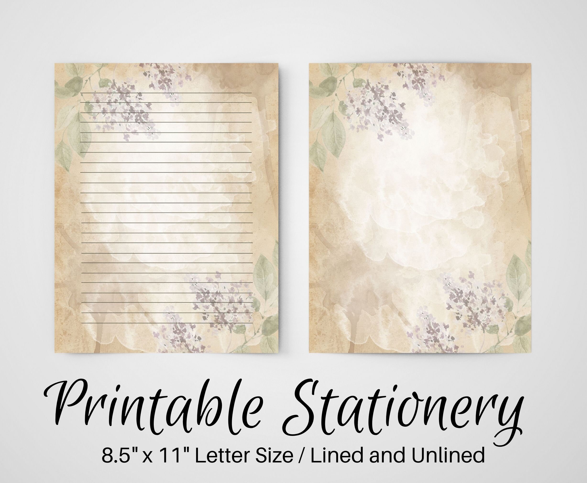 PRINTABLE Notes, Floral Letter Writing Paper, Letter Writing Set, 8 ...