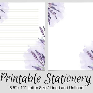 Papelaria para impressão de lavanda, papel de carta para impressão, papel para escrever para impressão, papel para escrever cartas botânicas, conjunto de escrita, papel para cartas, amigo por correspondência