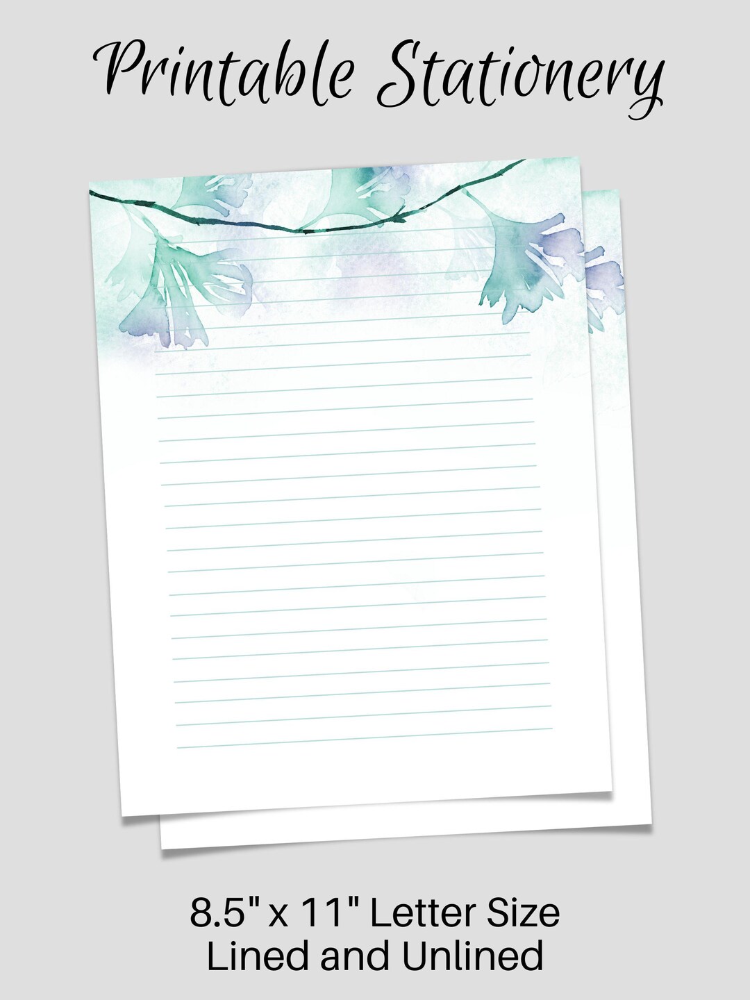 Note Paper For Letters PRINTABLE Notes, Botanical Letter Writing Paper, 8.5x11, Unlined ...