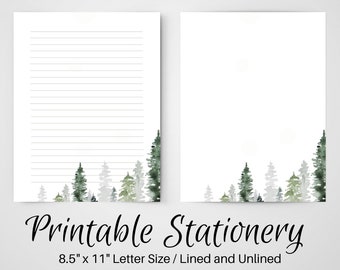 writing paper for letters Letter Writing Paper, Forest PRINTABLE Stationery, Unlined Journal Page, Lined Writing Set, Notepaper Sheets, Penpal Notes, Snail Mail