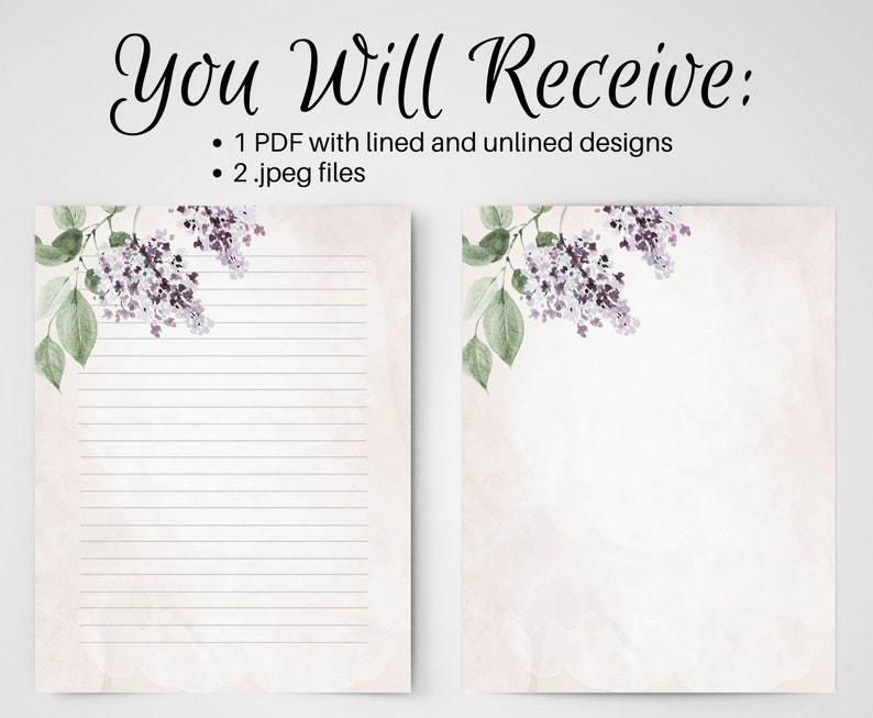 Flower Note Examples Writing Examples PRINTABLE Notes, Floral Letter Writing Paper, Letter Writing Set, 8 ...