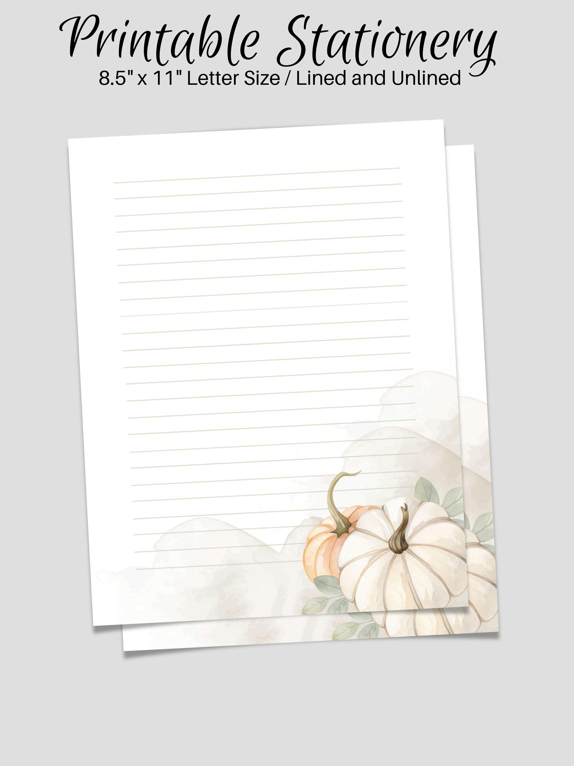 Pumpkin Fall Printable Stationery – Rustic Autumn Letter Writing Paper ...