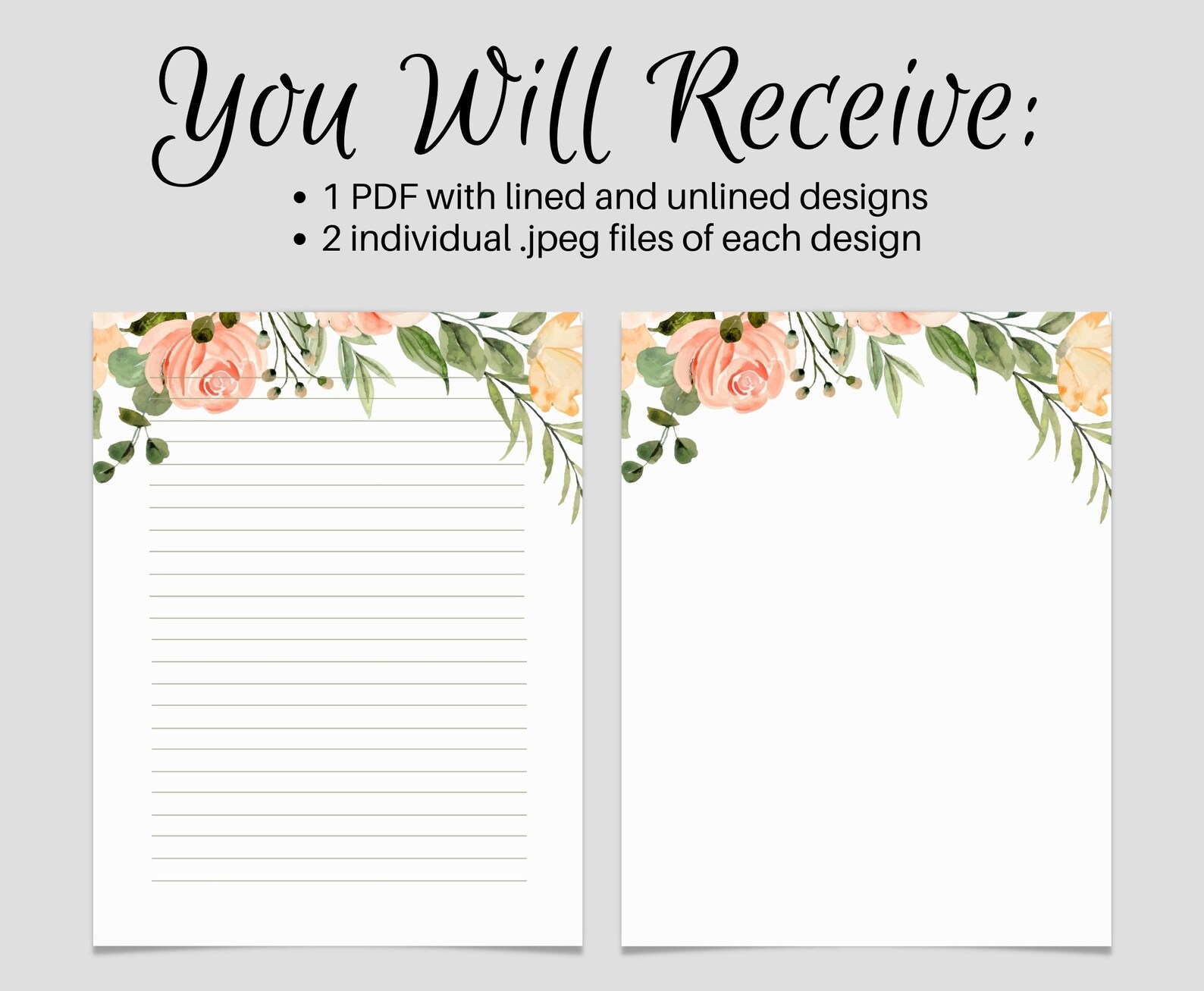 Floral PRINTABLE Stationary, PRINTABLE Stationery, Printable Writing ...