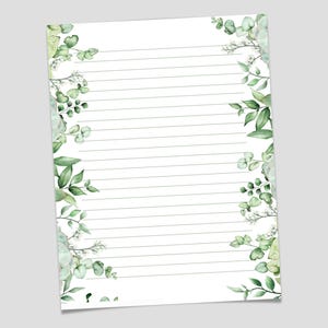 Botanical PRINTABLE Stationary, PRINTABLE Stationery, Printable Writing Paper, Leaf Letter Writing Paper, Writing Set, Notepaper, Penpal,