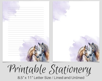 Horse Printable Writing Paper, PRINTABLE Stationery, Pretty Printable Stationary, Letter Writing Paper, Writing Set, Notepaper, Penpal