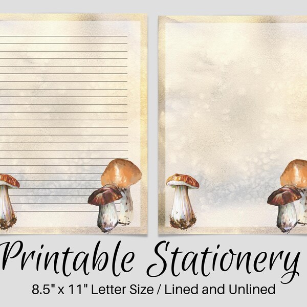 Mushroom Stationery Printable - Etsy