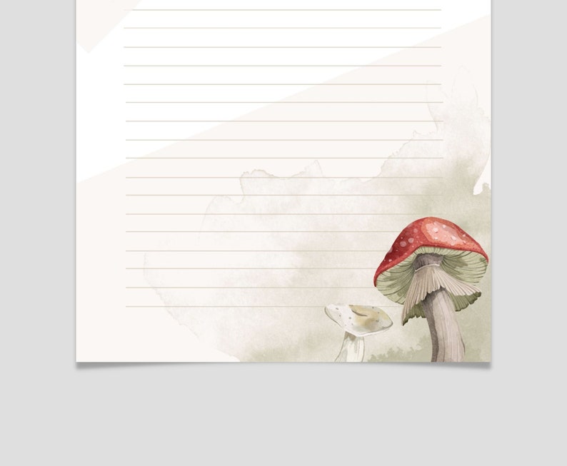 PRINTABLE Stationery, Mushroom Printable Stationary, Printable Writing Paper, Letter Writing ...