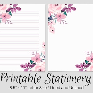 Floral PRINTABLE Stationary, PRINTABLE Stationery, Printable Writing Paper, Leaf Letter Writing Paper, Writing Set, Notepaper, Penpal