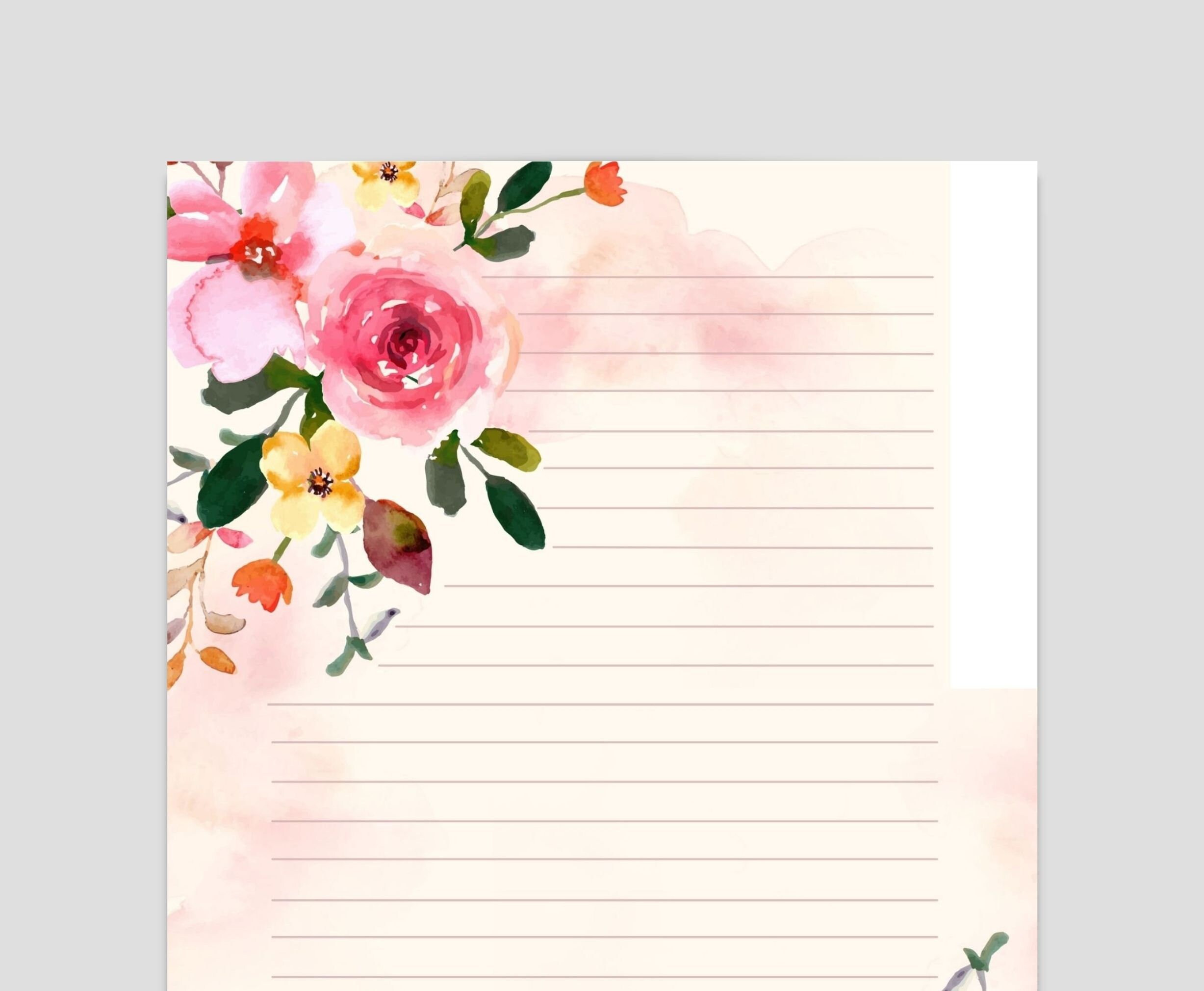Rose Printable Stationary PRINTABLE Stationery Printable - Etsy