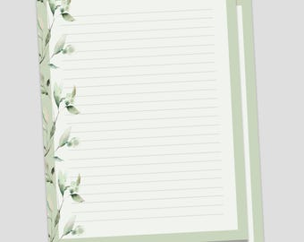 Printable Botanical Stationery Set – Elegant Floral Writing Paper, Lined and Unlined Letter Pages for Journaling